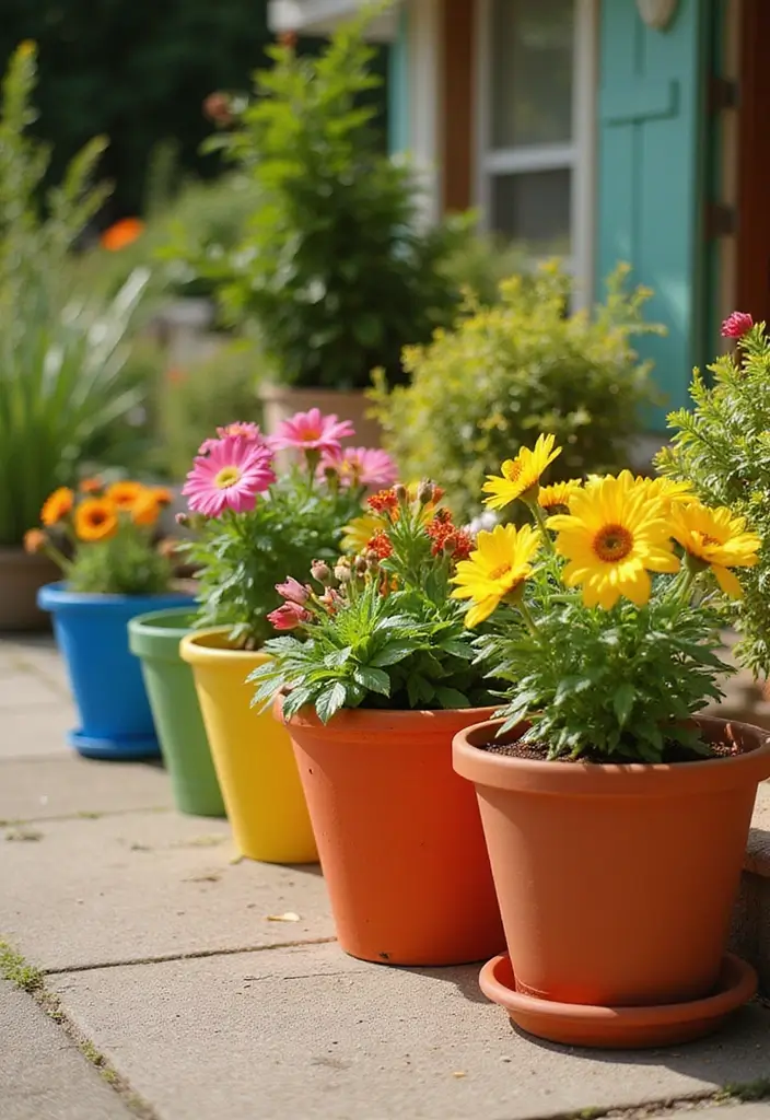 30 Flower Pot Painting Ideas to Add Color to Your Garden 91 30 Flower Pot Painting Ideas to Add Color to Your Garden - 21. Color-Blocked Pots