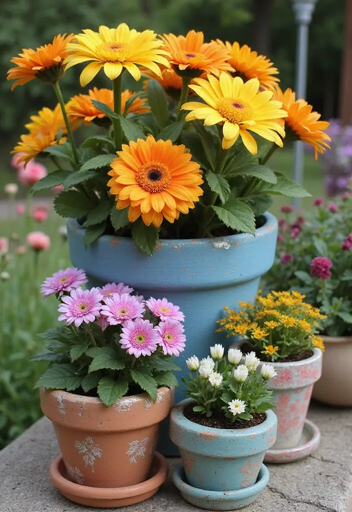 30 Flower Pot Painting Ideas to Add Color to Your Garden 122 30 Flower Pot Painting Ideas to Add Color to Your Garden - 26. Seasonal Color Schemes