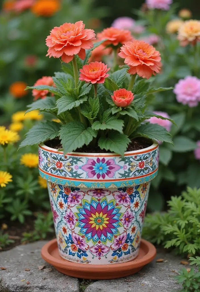 30 Flower Pot Painting Ideas to Add Color to Your Garden 143 30 Flower Pot Painting Ideas to Add Color to Your Garden - 29. DIY Tie-Rank Patterns