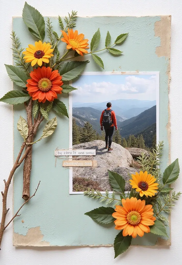 30 Flower Scrapbook Ideas That Bloom with Creativity - 15. Nature-Inspired Elements
