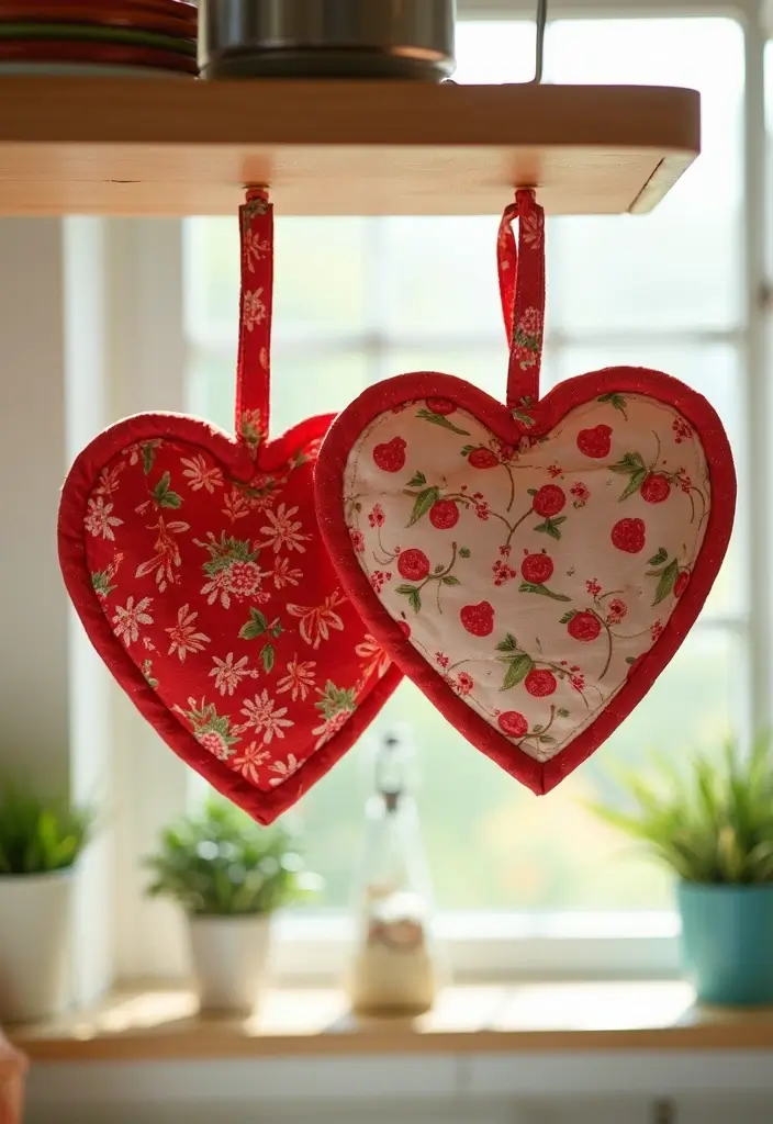 30 Heart Pottery Painting Ideas Perfect for Gifts - 20. Heart Quilted Pot Holders