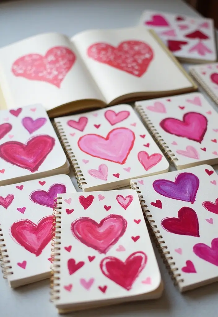 30 Heart Pottery Painting Ideas Perfect for Gifts - 24. Heart-Designed Notebooks
