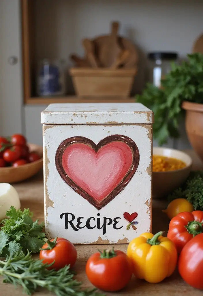 30 Heart Pottery Painting Ideas Perfect for Gifts - 25. Heart-Themed Recipe Boxes