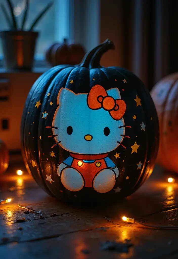 30 Hello Kitty Pumpkin Painting Ideas for Cute Halloween Fun - 6. Hello Kitty in Space