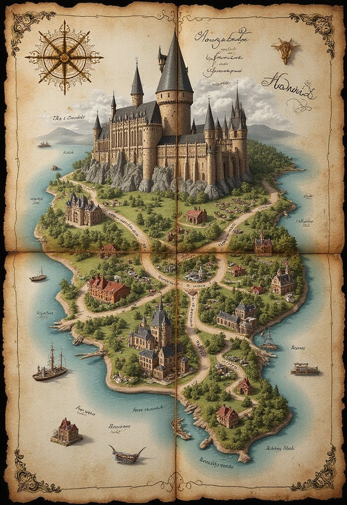 30 Magical Harry Potter Scrapbook Ideas for Every Potterhead - 10. Wizarding World Map