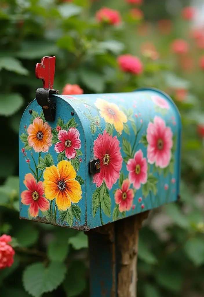 30 Mailbox Painting Ideas to Add Curb Appeal - 1. Whimsical Floral Designs