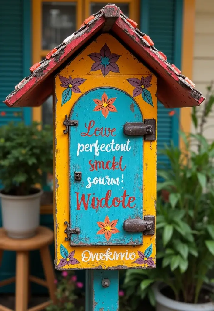 30 Mailbox Painting Ideas to Add Curb Appeal - 10. Inspirational Quotes