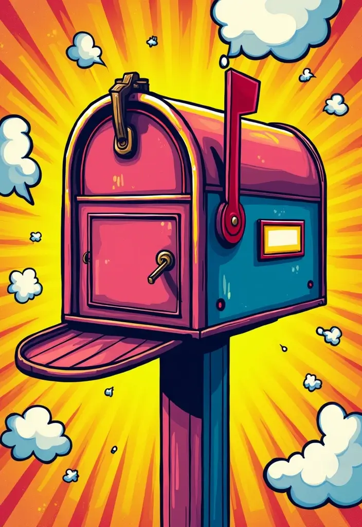 30 Mailbox Painting Ideas to Add Curb Appeal - 12. Retro Pop-Art Style