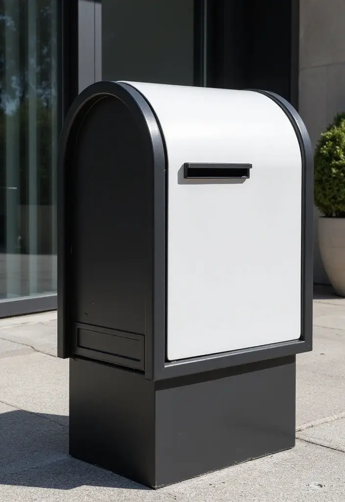 30 Mailbox Painting Ideas to Add Curb Appeal - 15. Minimalist Black and White