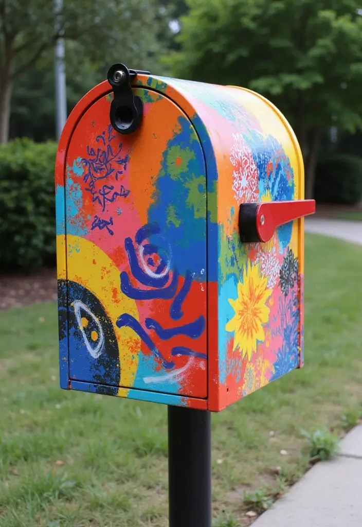 30 Mailbox Painting Ideas to Add Curb Appeal - 18. Abstract Art Designs