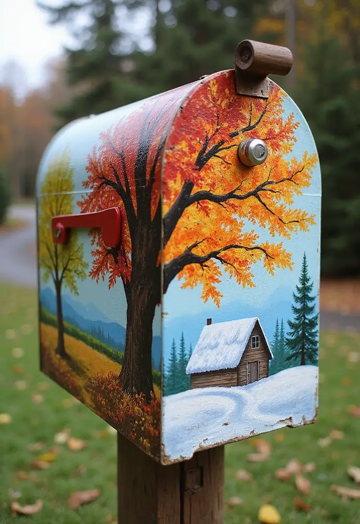 30 Mailbox Painting Ideas to Add Curb Appeal - 2. Seasonal Seasonal Themes