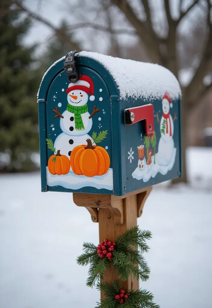 30 Mailbox Painting Ideas to Add Curb Appeal - 22. Fun Holiday Themes