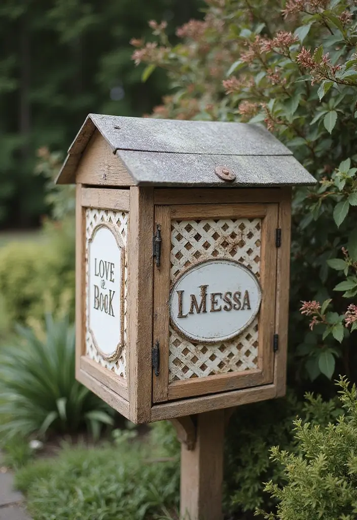 30 Mailbox Painting Ideas to Add Curb Appeal - 27. Farmhouse Style with Lattice