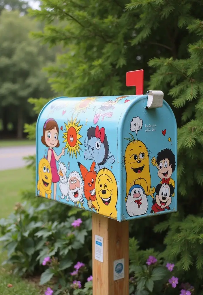 30 Mailbox Painting Ideas to Add Curb Appeal - 28. Cartoon Character Themes