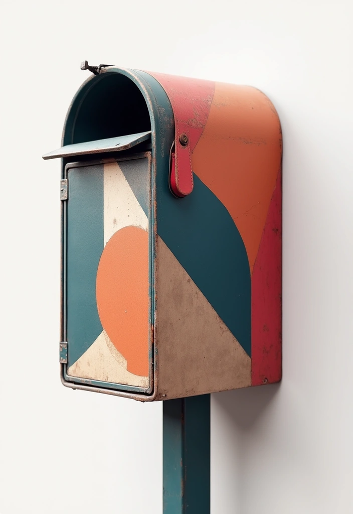 30 Mailbox Painting Ideas to Add Curb Appeal - 6. Geometric Patterns