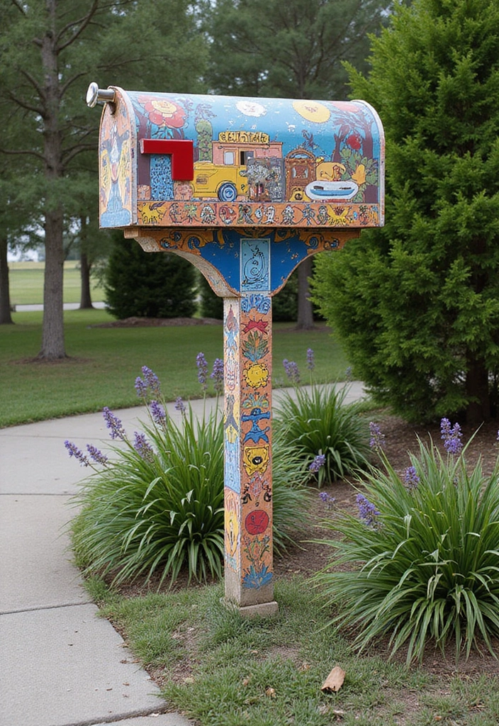 30 Mailbox Painting Ideas to Add Curb Appeal - 7. Family Heritage Themes