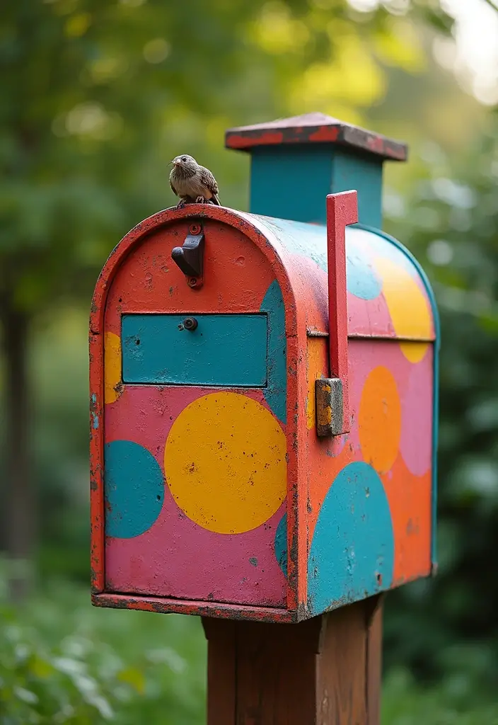 30 Mailbox Painting Ideas to Add Curb Appeal - 8. Bright and Bold Colors