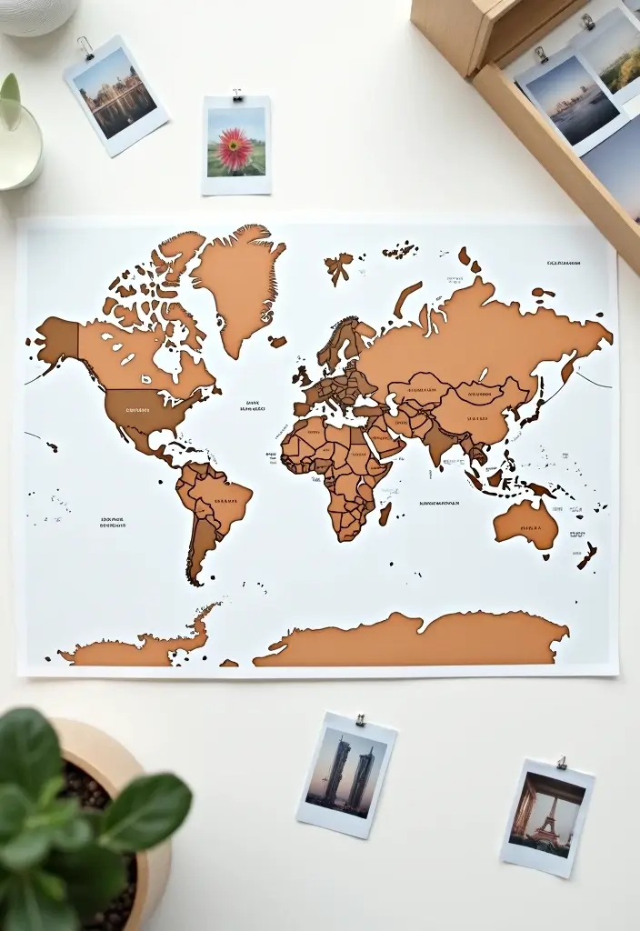 30 Minimalist Scrapbook Ideas for a Clean Modern Look - 22. Minimalist Travel Maps