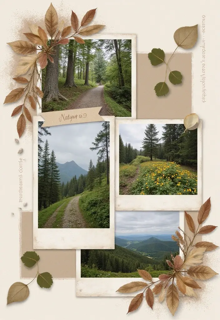 30 Photo Scrapbook Ideas to Showcase Your Favorite Shots 18 30 Photo Scrapbook Ideas to Showcase Your Favorite Shots - 4. Nature Retreat