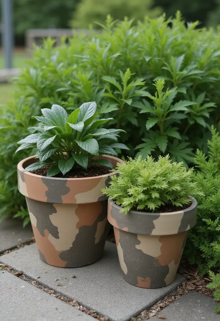 30 Planter Pot Painting Ideas for Home and Garden - 15. Nature’s Camouflage