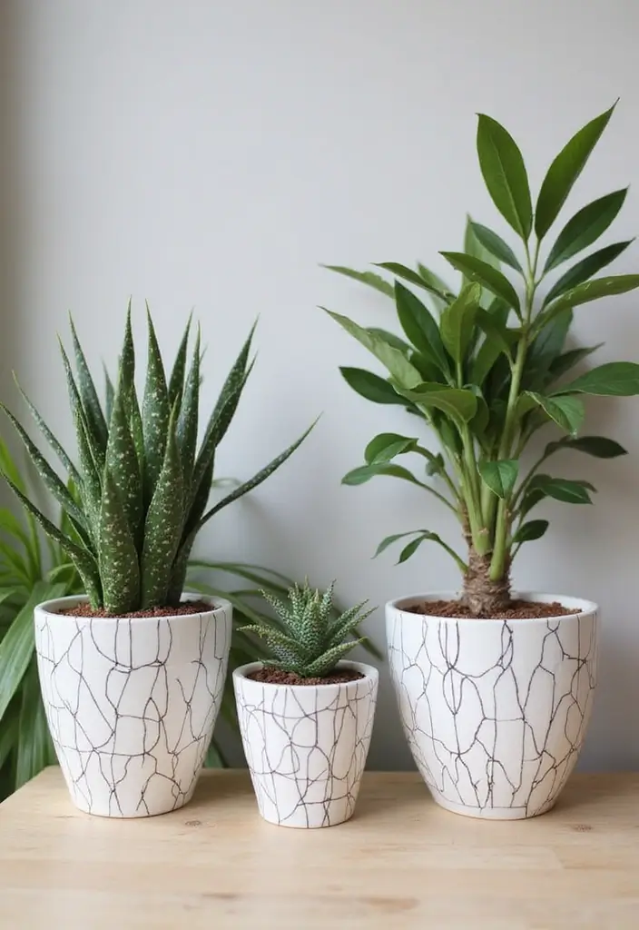 30 Planter Pot Painting Ideas for Home and Garden - 20. Minimalist Line Art