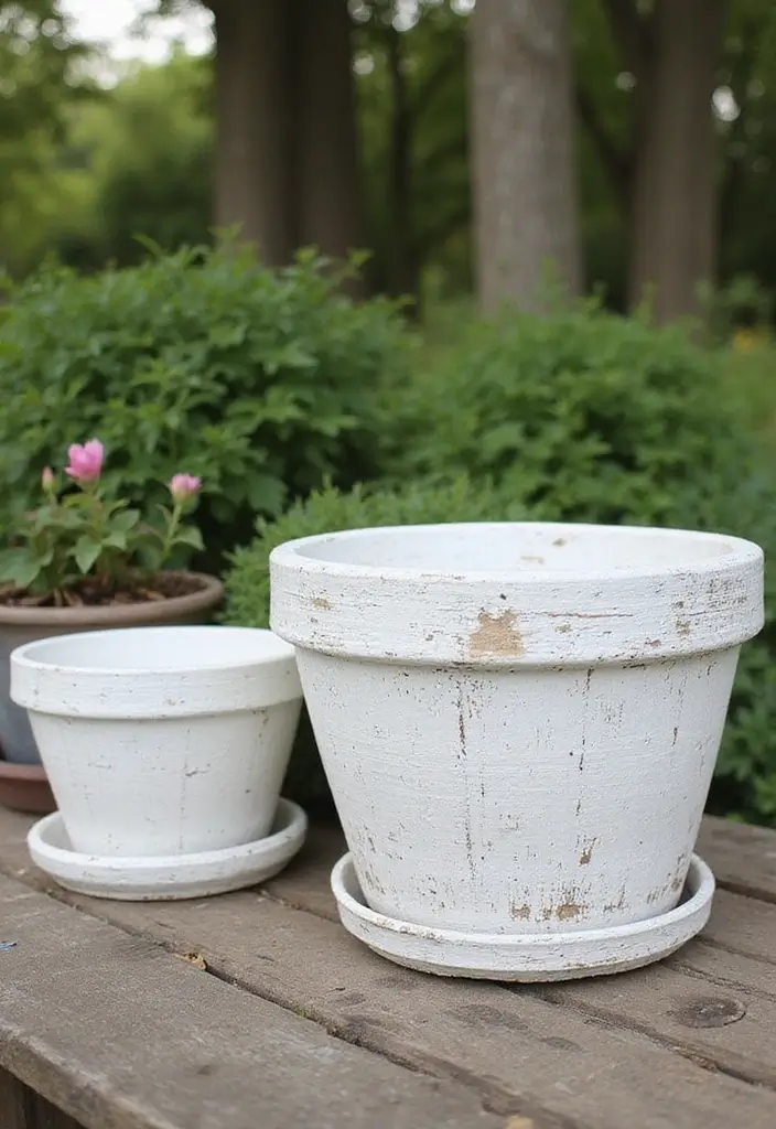 30 Planter Pot Painting Ideas for Home and Garden - 7. Rustic Farmhouse Style
