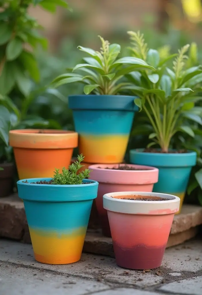 30 Planter Pot Painting Ideas for Home and Garden - 8. Ombre Color Fade
