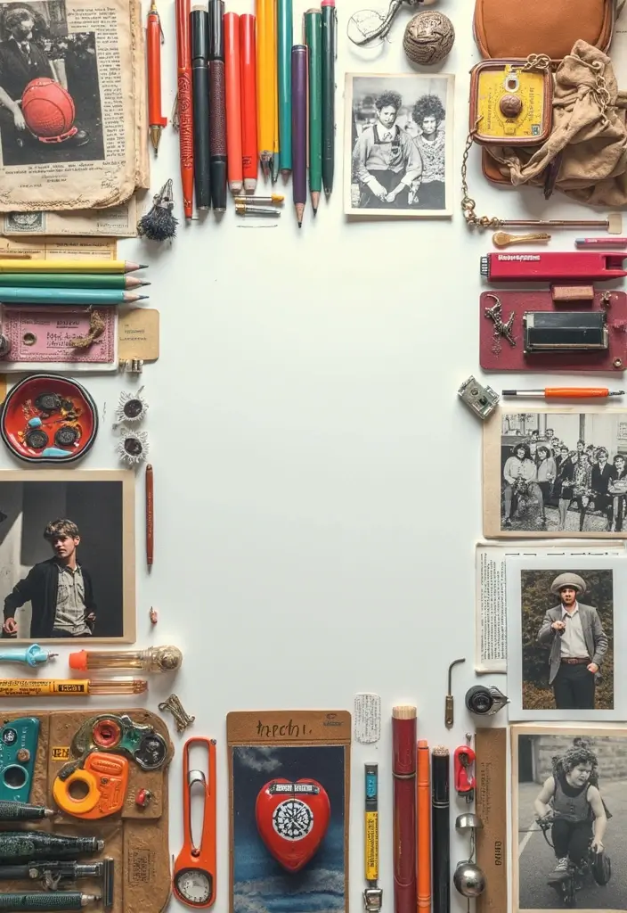 30 School Memories Scrapbook Ideas for Every Grade - 26. School Supplies Evolution