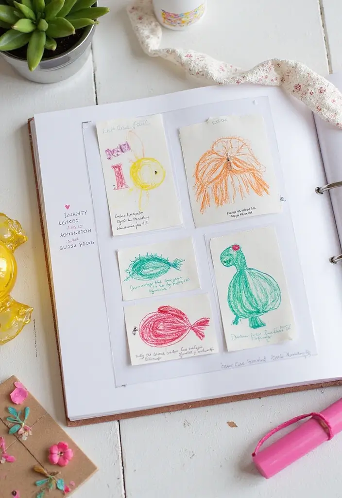 30 Simple Scrapbook Ideas for Beginners to Try - 21. Childhood Artwork
