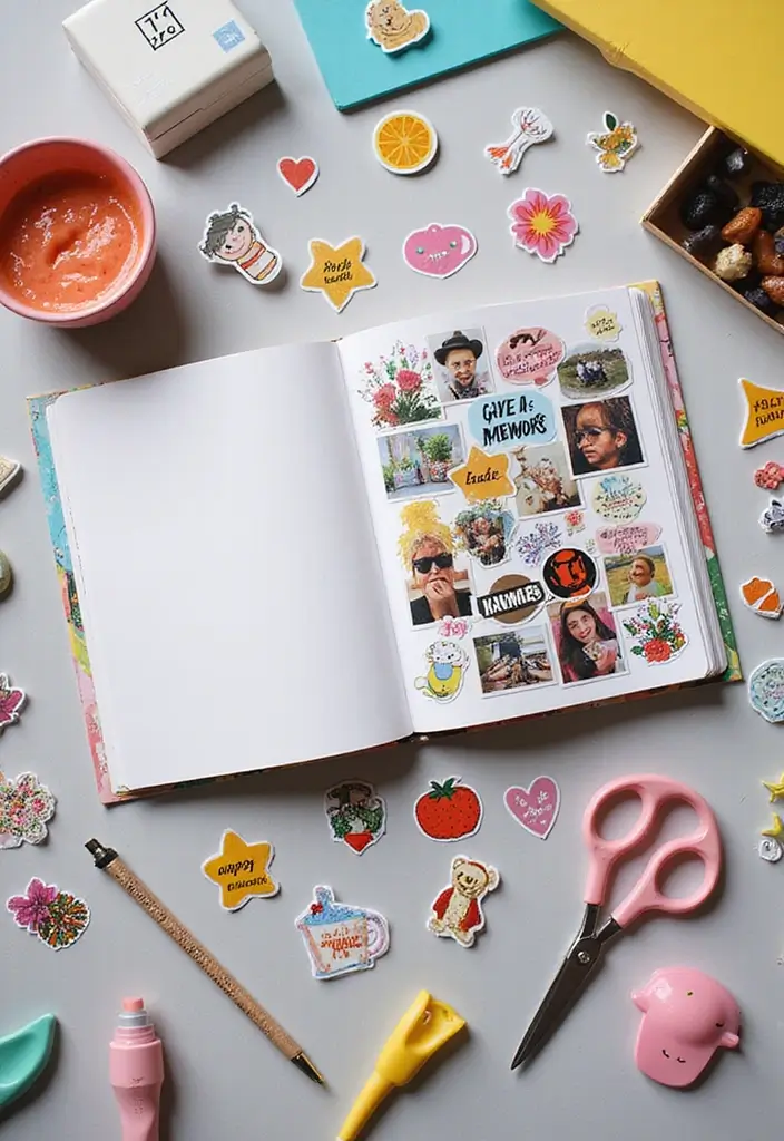 30 Small Scrapbook Ideas That Are Compact Yet Meaningful - 18. Stickers and Memories Book