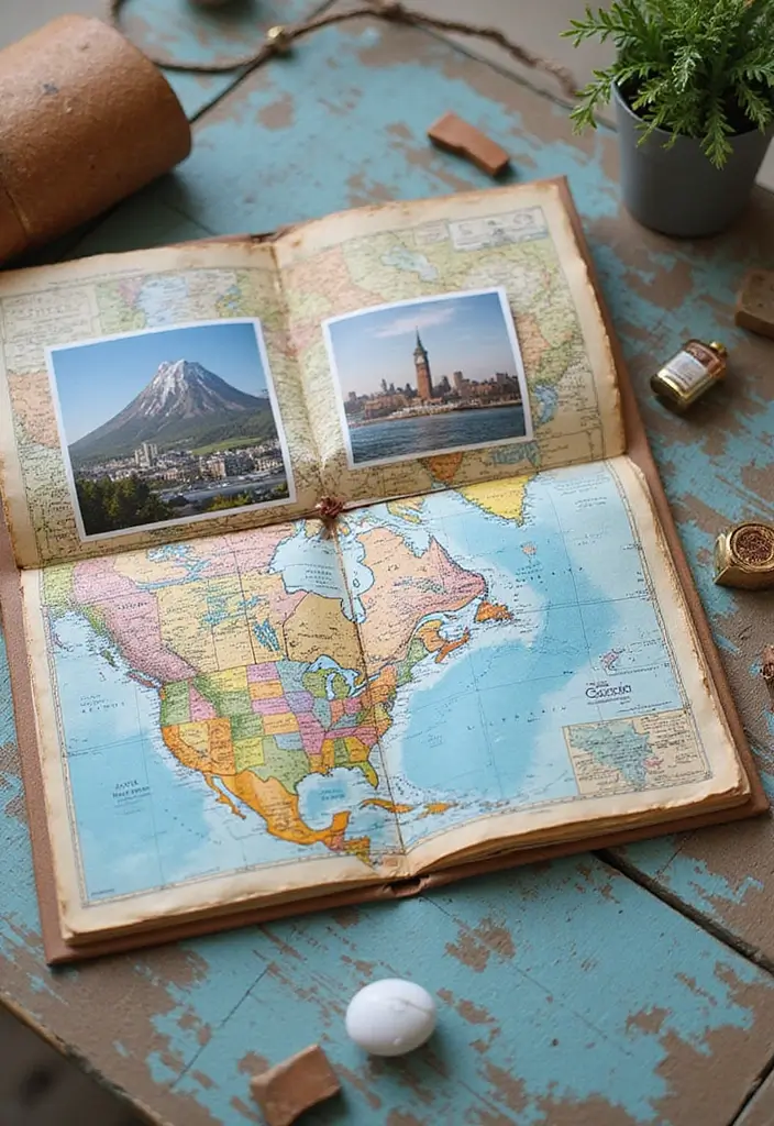 30 Small Scrapbook Ideas That Are Compact Yet Meaningful - 24. Compact Travel Map Scrapbook