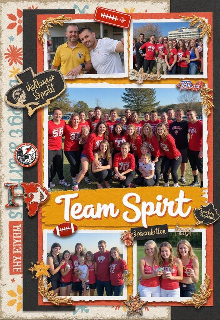 30 Sport Scrapbook Ideas to Celebrate Your Wins - 1. Team Spirit Layout
