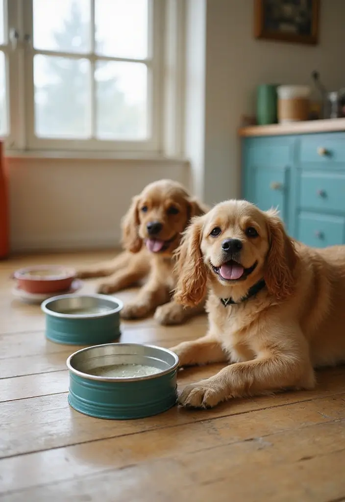 30 Tin Can Painting Ideas for Upcycled Home Decor - 22. Custom Pet Feeders