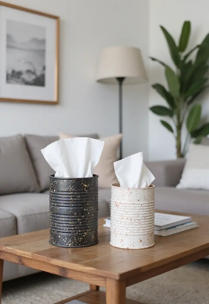 30 Tin Can Painting Ideas for Upcycled Home Decor - 24. Decorative Tissue Holders