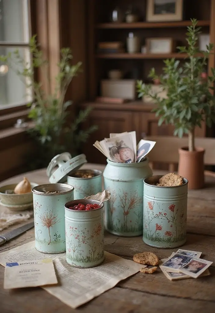 30 Tin Can Painting Ideas for Upcycled Home Decor - 27. Family Keepsake Boxes