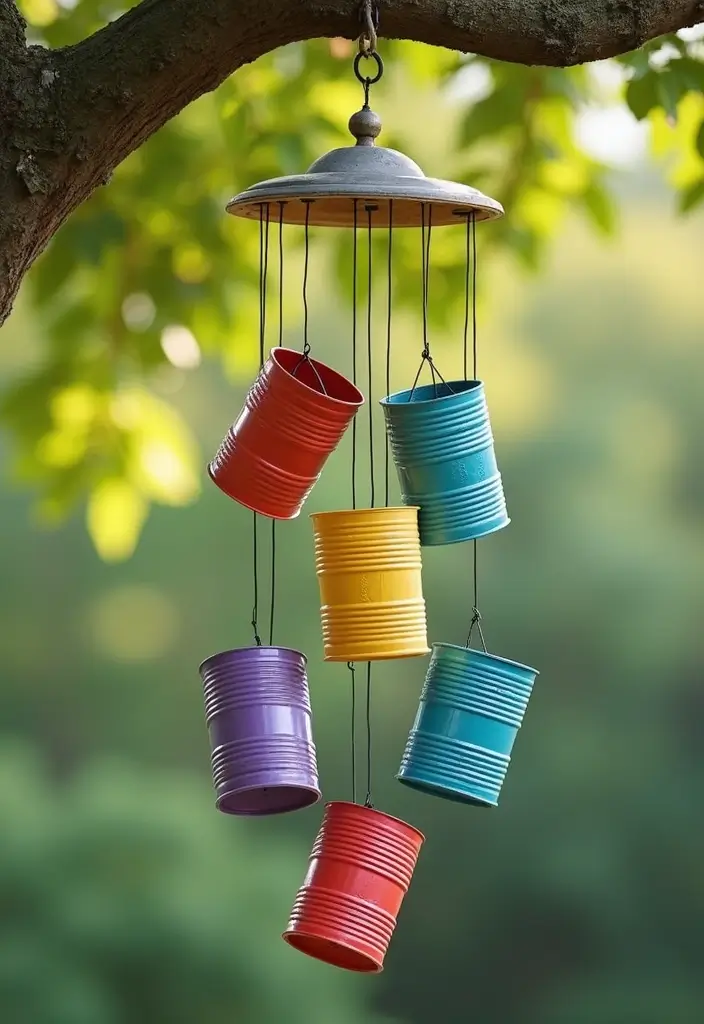 30 Tin Can Painting Ideas for Upcycled Home Decor - 6. Upcycled Wind Chimes