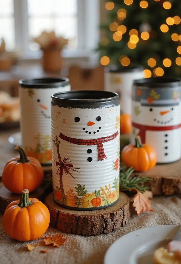 30 Tin Can Painting Ideas for Upcycled Home Decor - 9. Seasonal Decor