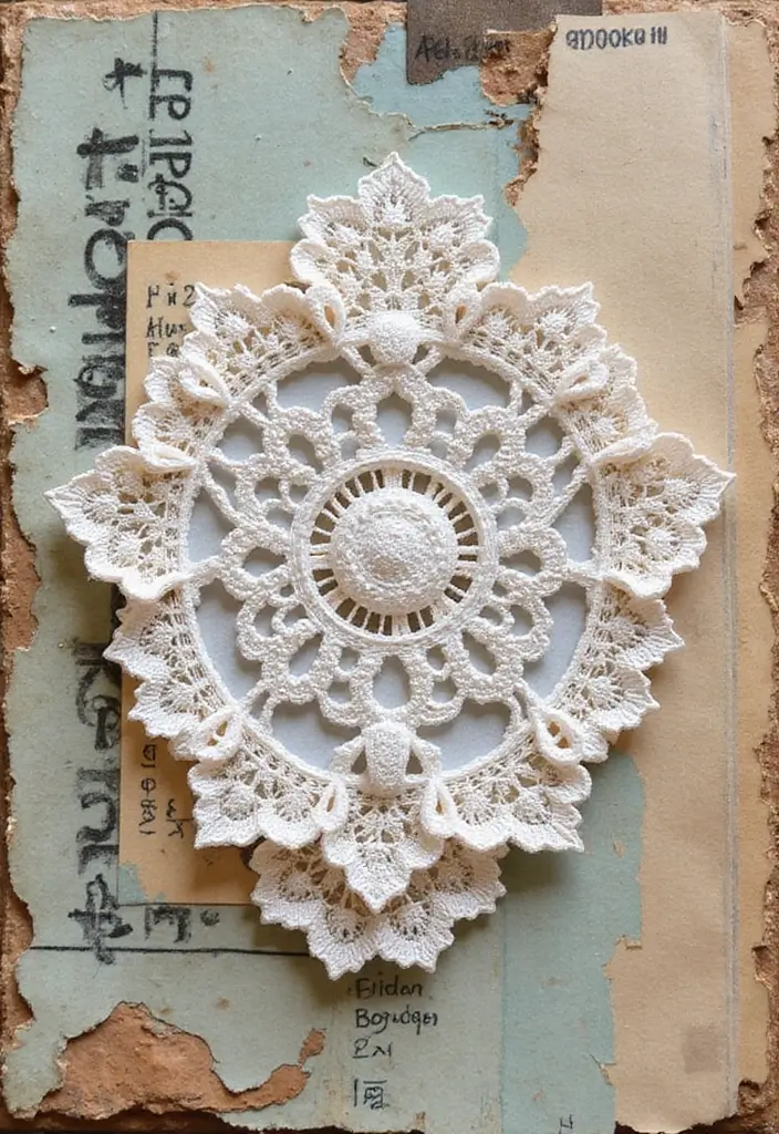 30 Vintage Scrapbook Ideas for a Timeless Look - 1. Lace and Paper Collage