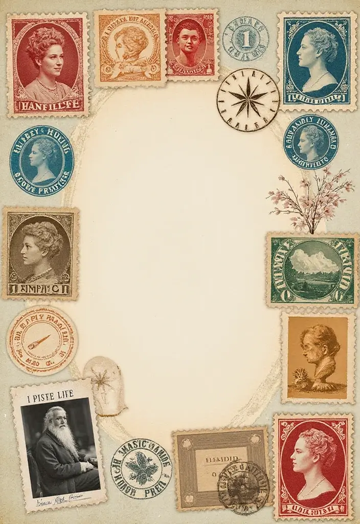 30 Vintage Scrapbook Ideas for a Timeless Look - 17. Vintage-Inspired Stamps