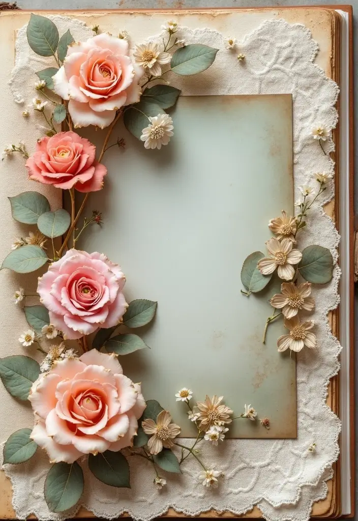 30 Vintage Scrapbook Ideas for a Timeless Look - 23. Shabby Chic Elements