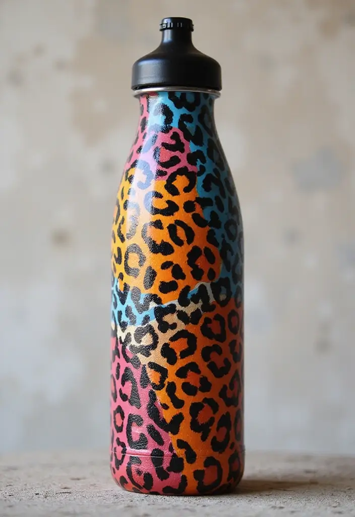 30 Water Bottle Painting Ideas to Make Hydration Fun - 10. Animal Print Patterns