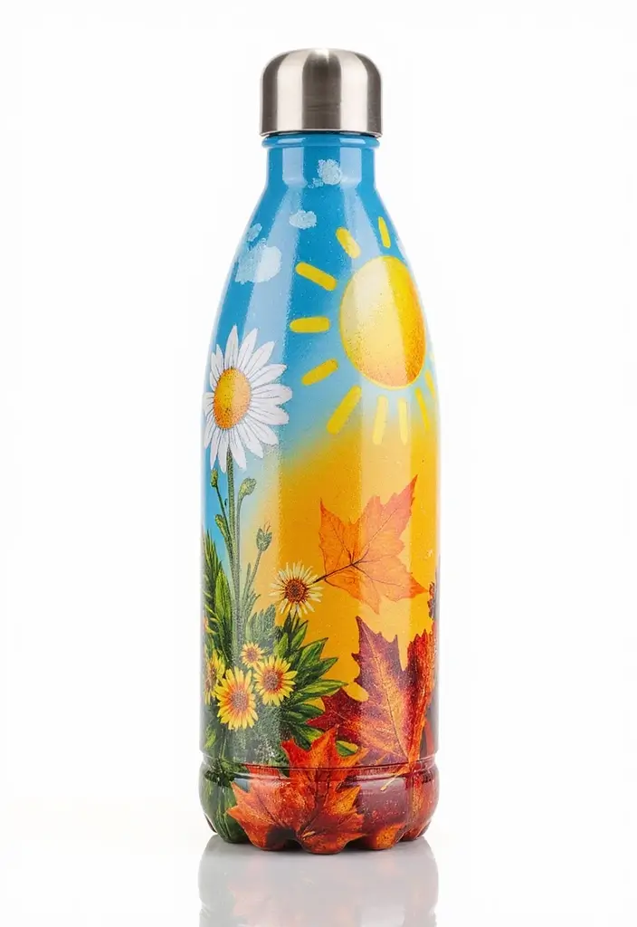 30 Water Bottle Painting Ideas to Make Hydration Fun - 12. Seasonal Themes