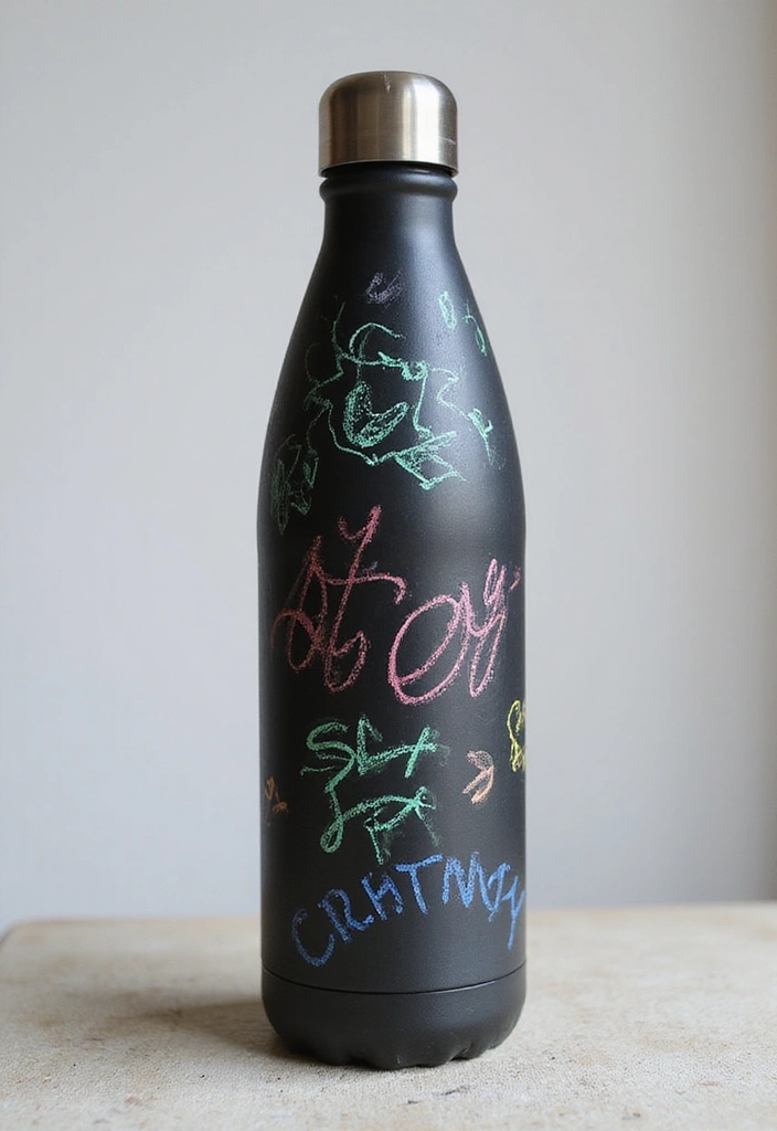 30 Water Bottle Painting Ideas to Make Hydration Fun - 13. Chalkboard Paint for Changing Designs