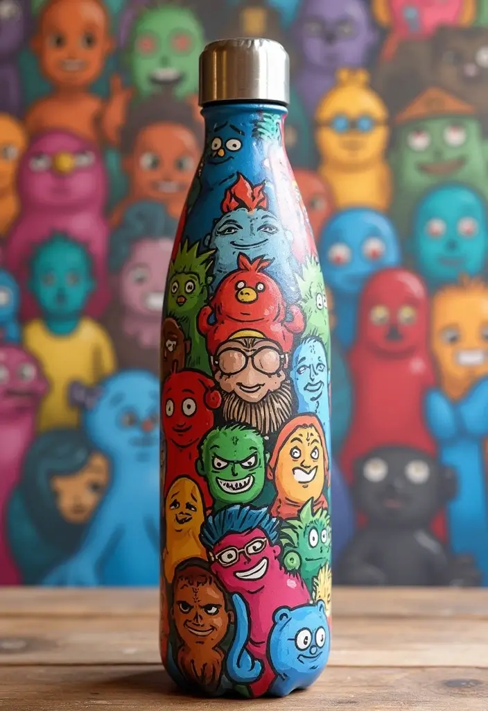 30 Water Bottle Painting Ideas to Make Hydration Fun - 17. Themed Characters