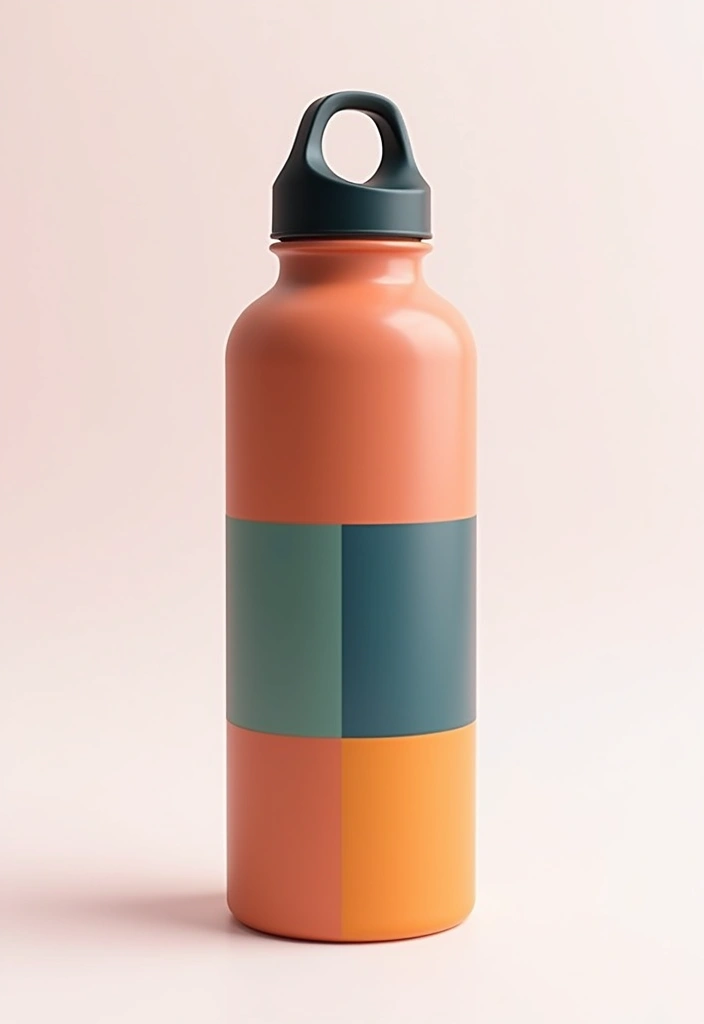 30 Water Bottle Painting Ideas to Make Hydration Fun - 18. Color Block Design