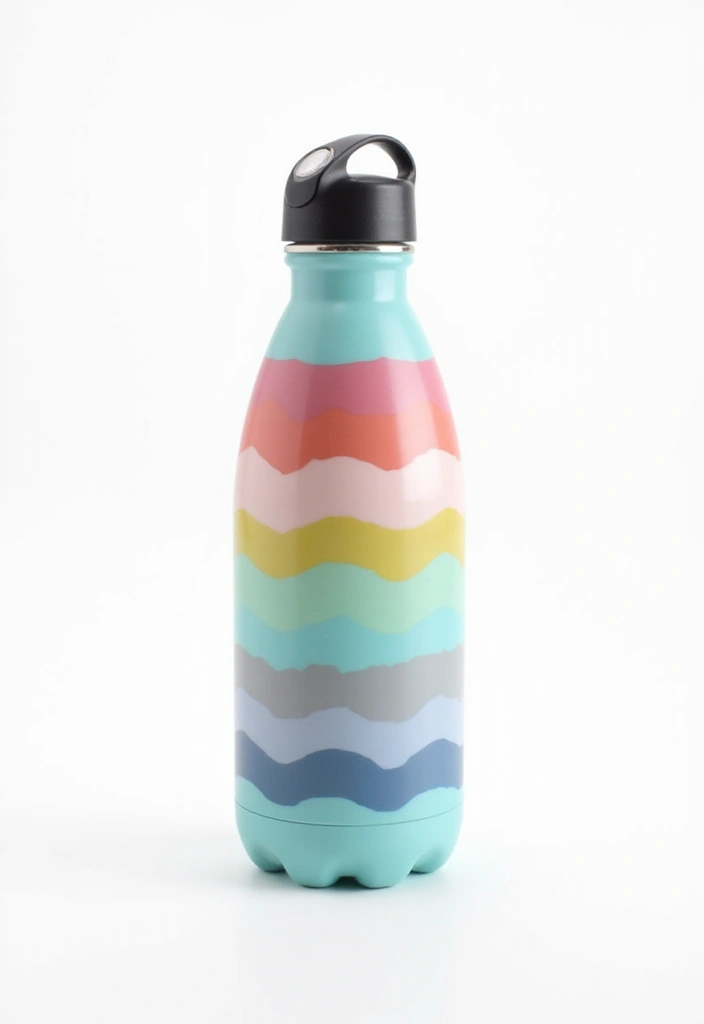 30 Water Bottle Painting Ideas to Make Hydration Fun - 20. Simple Stripes