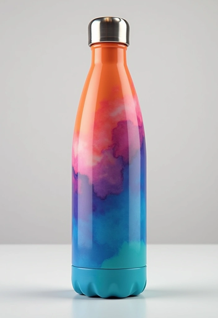 30 Water Bottle Painting Ideas to Make Hydration Fun - 25. Gradient Color Wash