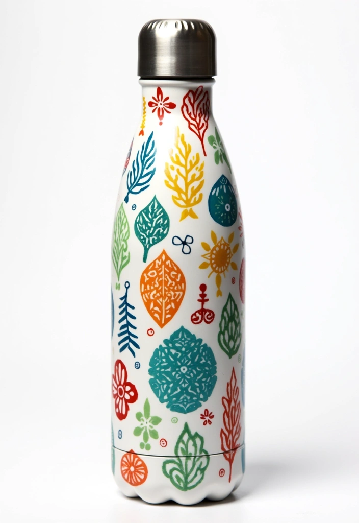 30 Water Bottle Painting Ideas to Make Hydration Fun - 26. Inspirational Symbols and Icons