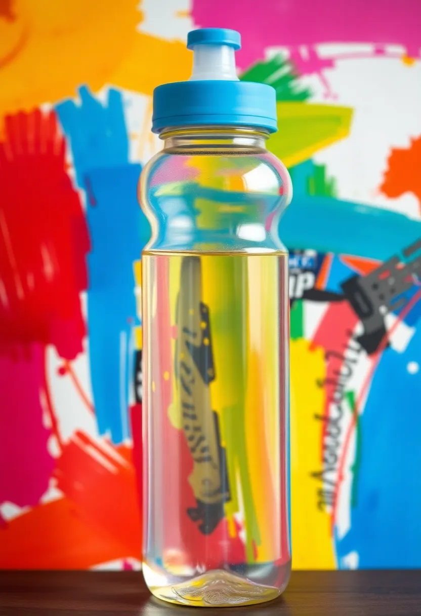 30 Water Bottle Painting Ideas to Make Hydration Fun - 27. Expressive Abstract Art