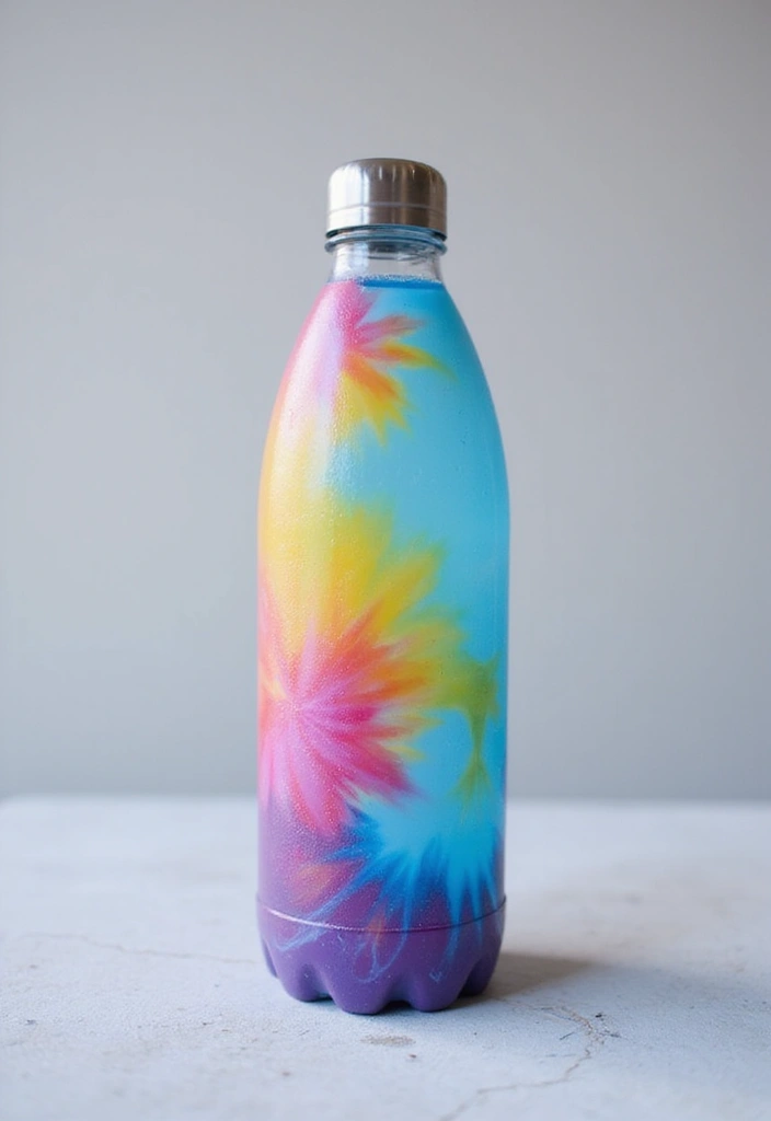 30 Water Bottle Painting Ideas to Make Hydration Fun - 5. Tie-Dye Techniques for a Retro Look